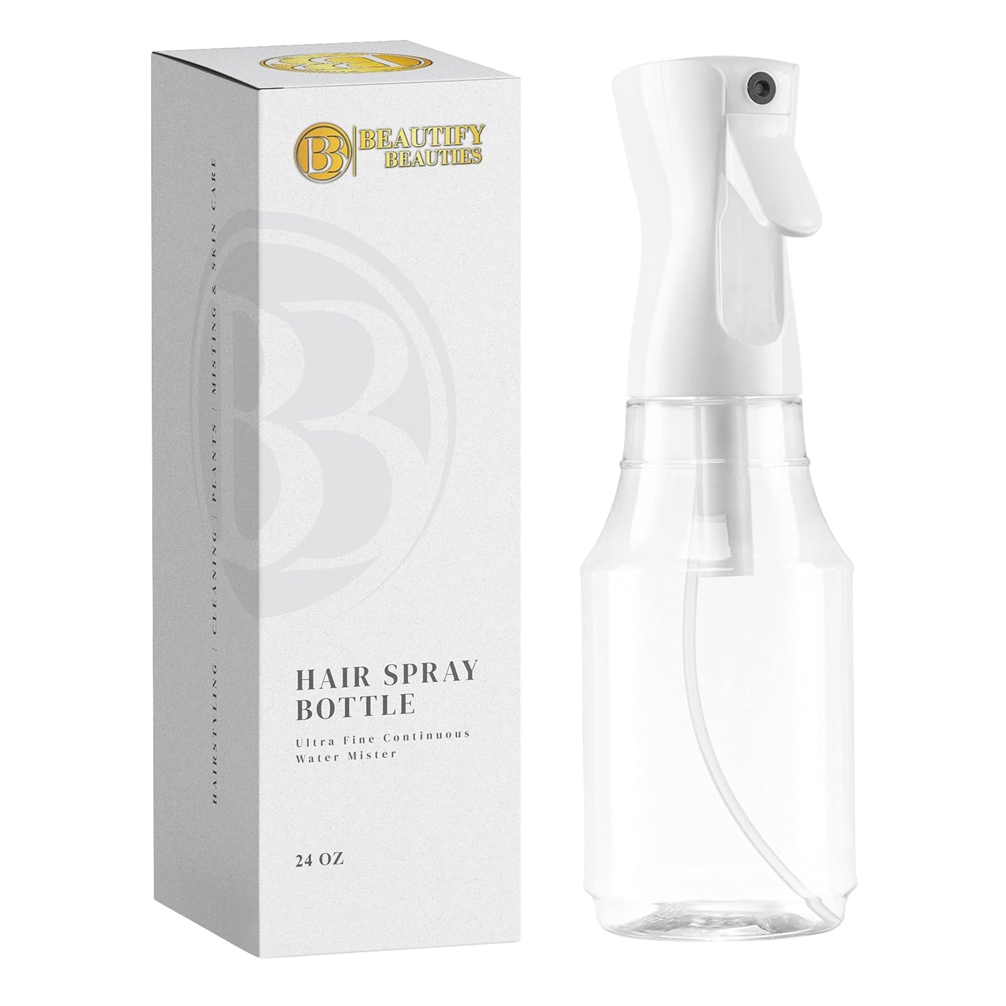 Ultra Fine Continuous Hair Spray Bottle | 6.8 Oz Black Water Mister for Styling & Care