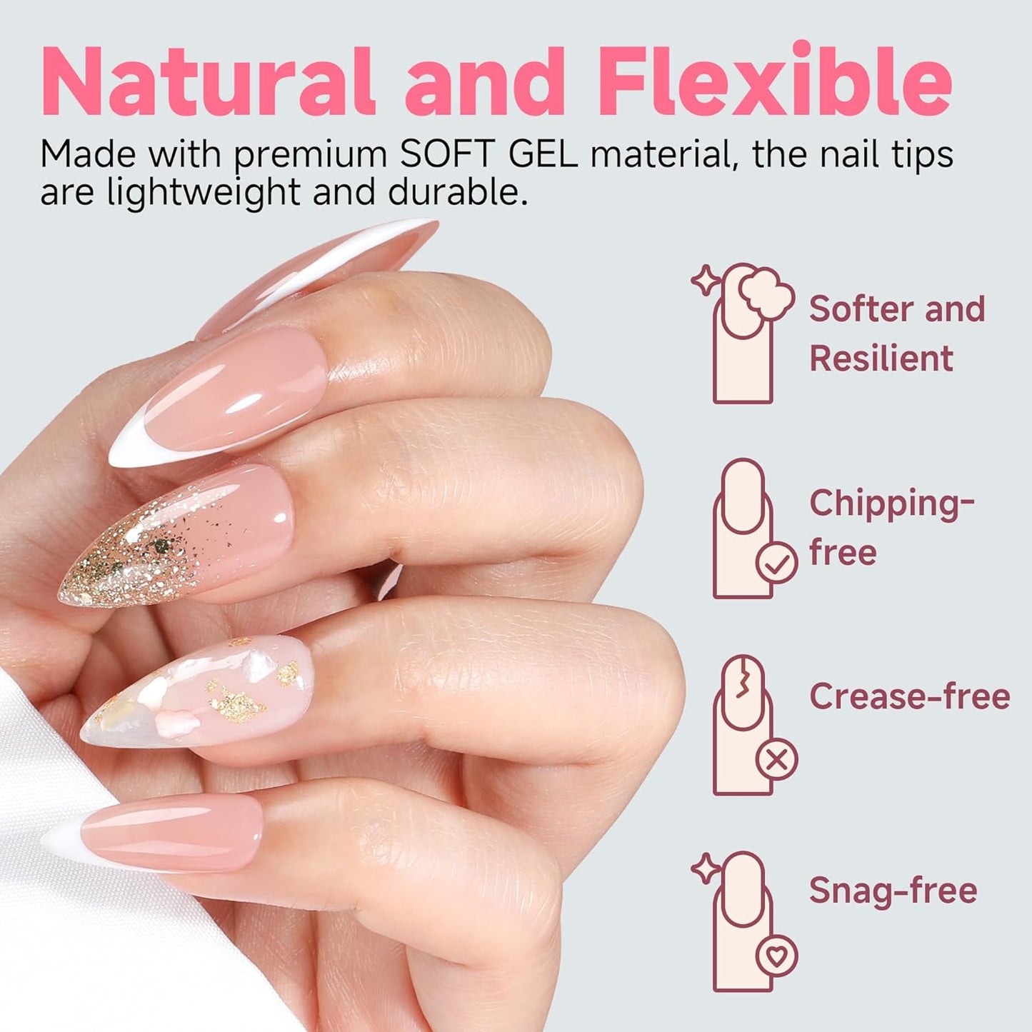XXL Square Gel Nail Tips | 120 PCS Extra Long | No C Curve | DIY Home Use