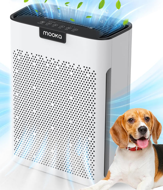 Air Purifiers for Home Large Room 2200 Ft² with Washable Filters, MOOKA HEPA Filter Pet Air Purifier for Bedroom with Fragrance, Air Cleaner for Smoke Dust Pollen Pets Hair Odor, KJ190L White
