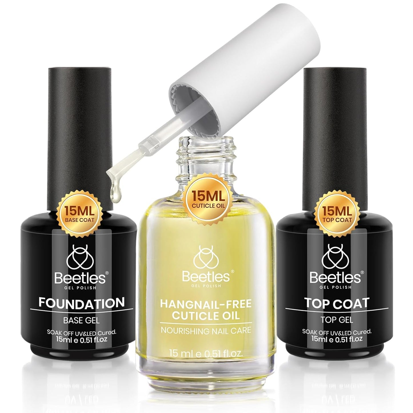 Beetles Gel Nail Polish Set | 3PCS 15ML | Long-Lasting Shine & Marble Effect