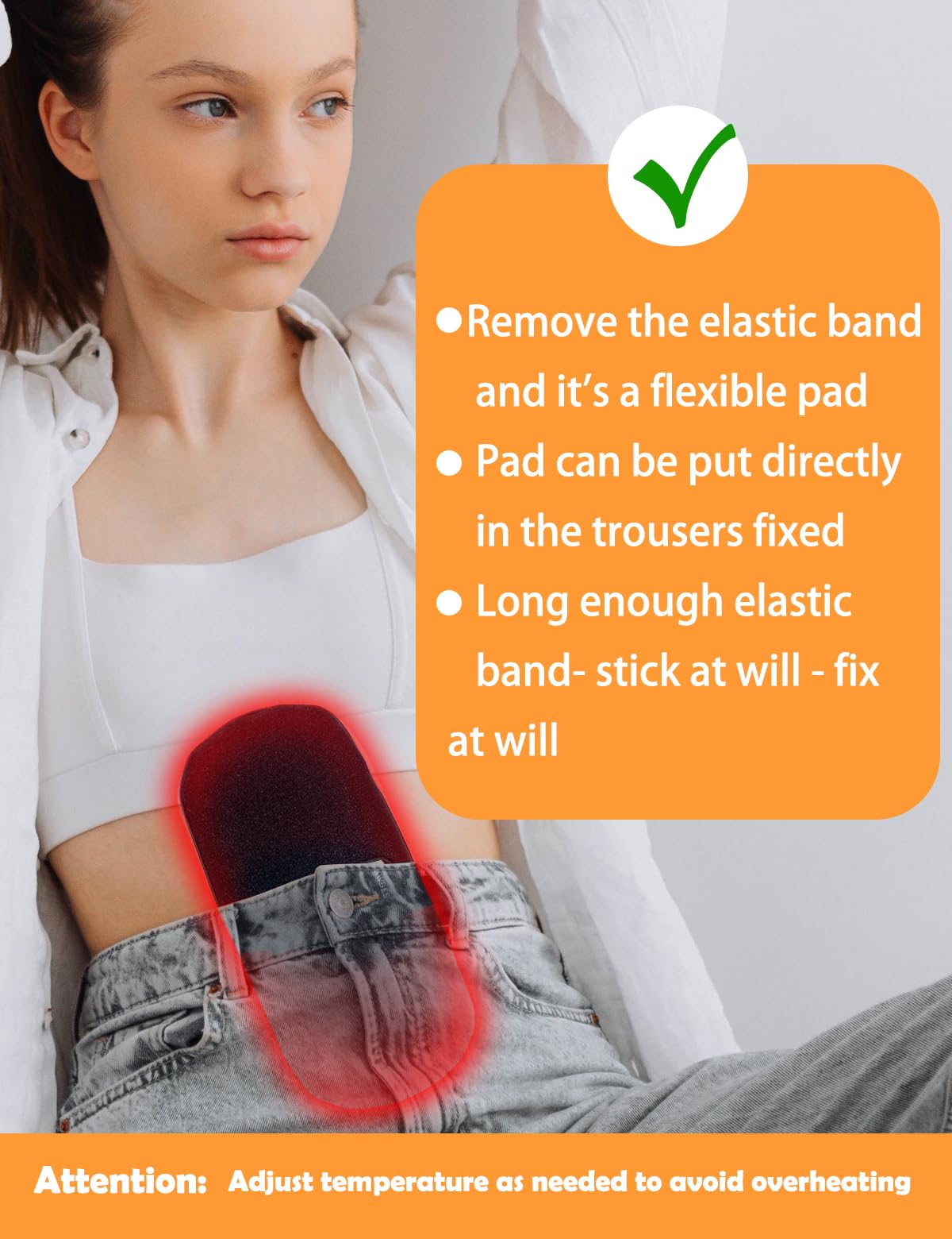 Portable Electric Heating Pad Cordless Period Heating Pad for Menstrual Cramps Pain Relief Back Cordless Period Small Rechargeable Wearable Battery Powered Lower Black Battery