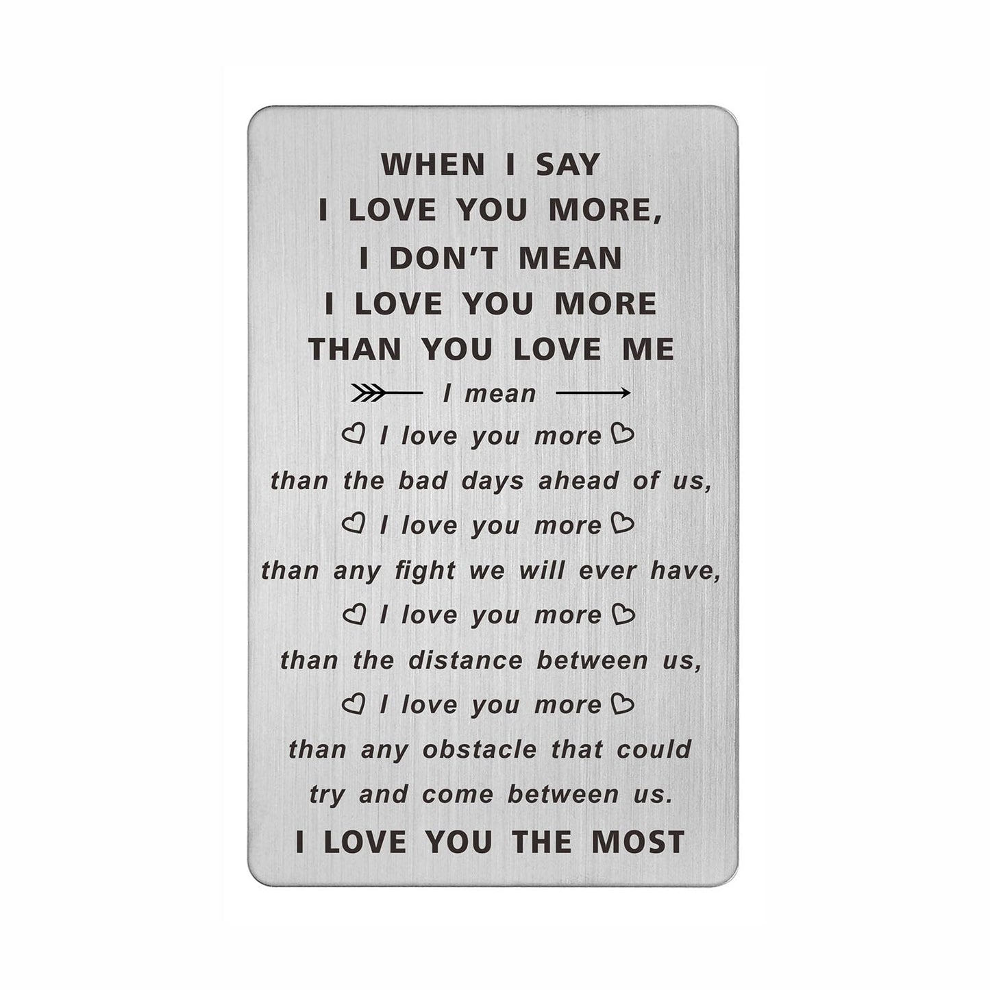 TANWIH When I Say I Love You More Wallet Card, Romantic Valentines Day Cards, I Love You Gifts for Him Her, Valentines Gifts for Men, Anniversary Card for Husband, Long Distance Present for Boyfriend