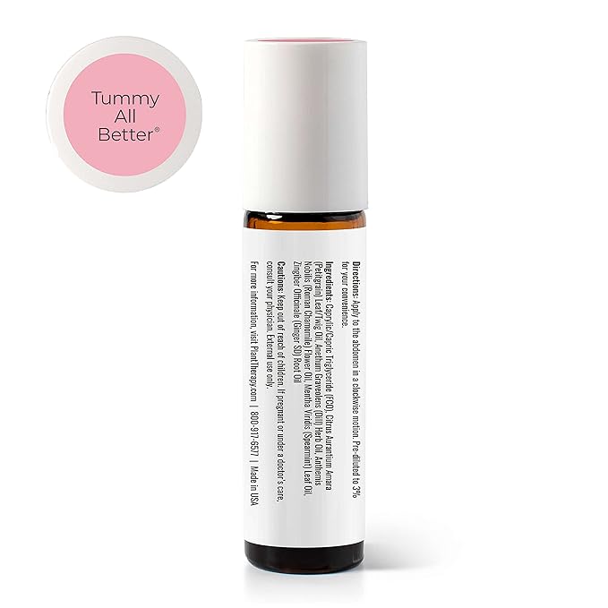 Plant Therapy KidSafe Tummy All Better Essential Oil Blend Pre-Diluted Roll-On 10 mL (1/3 oz) 100% Pure, Therapeutic Grade