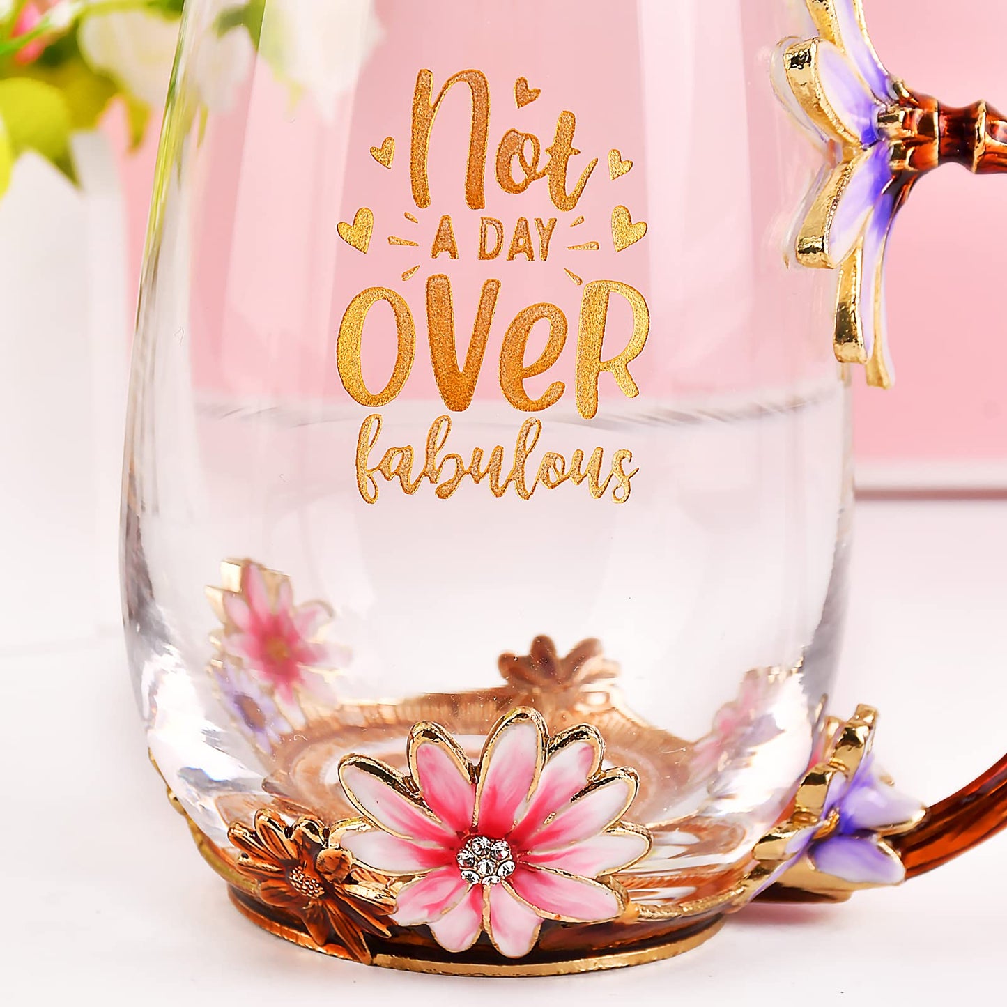 OEAGO Gifts for Mom Women Valentines Day Gifts for Her Glass Coffee Enamels Mug Best Birthday Valentine's for Girlfriend Wife Mothers Day from Daughter Son Tea Cup Stocking Stuffers Christmas