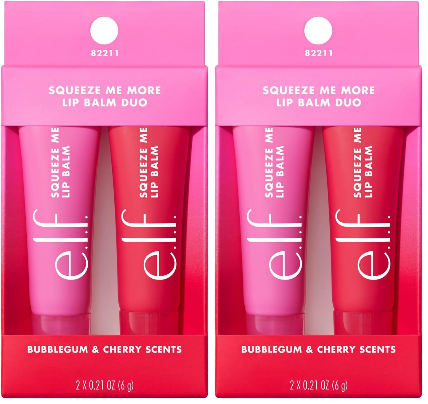e.l.f. Squeeze Me More Lip Balm Duo, Moisturizing Balm For A Sheer Tint Of Color, Made With Hyaluronic Acid, Vegan & Cruelty-Free, Cherry & Bubblegum
