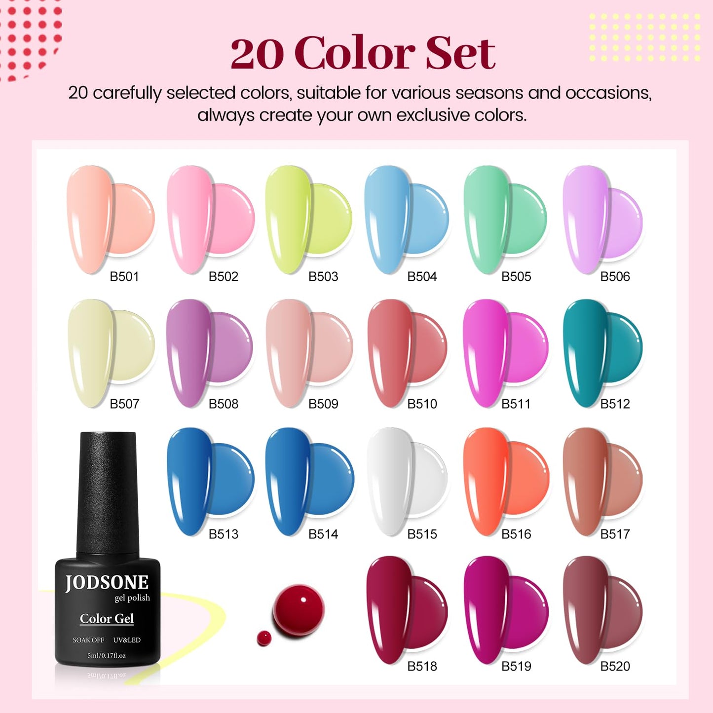 36-Piece Gel Nail Polish Set | 32 Colors, Base & Top Coats | Gifts for Women