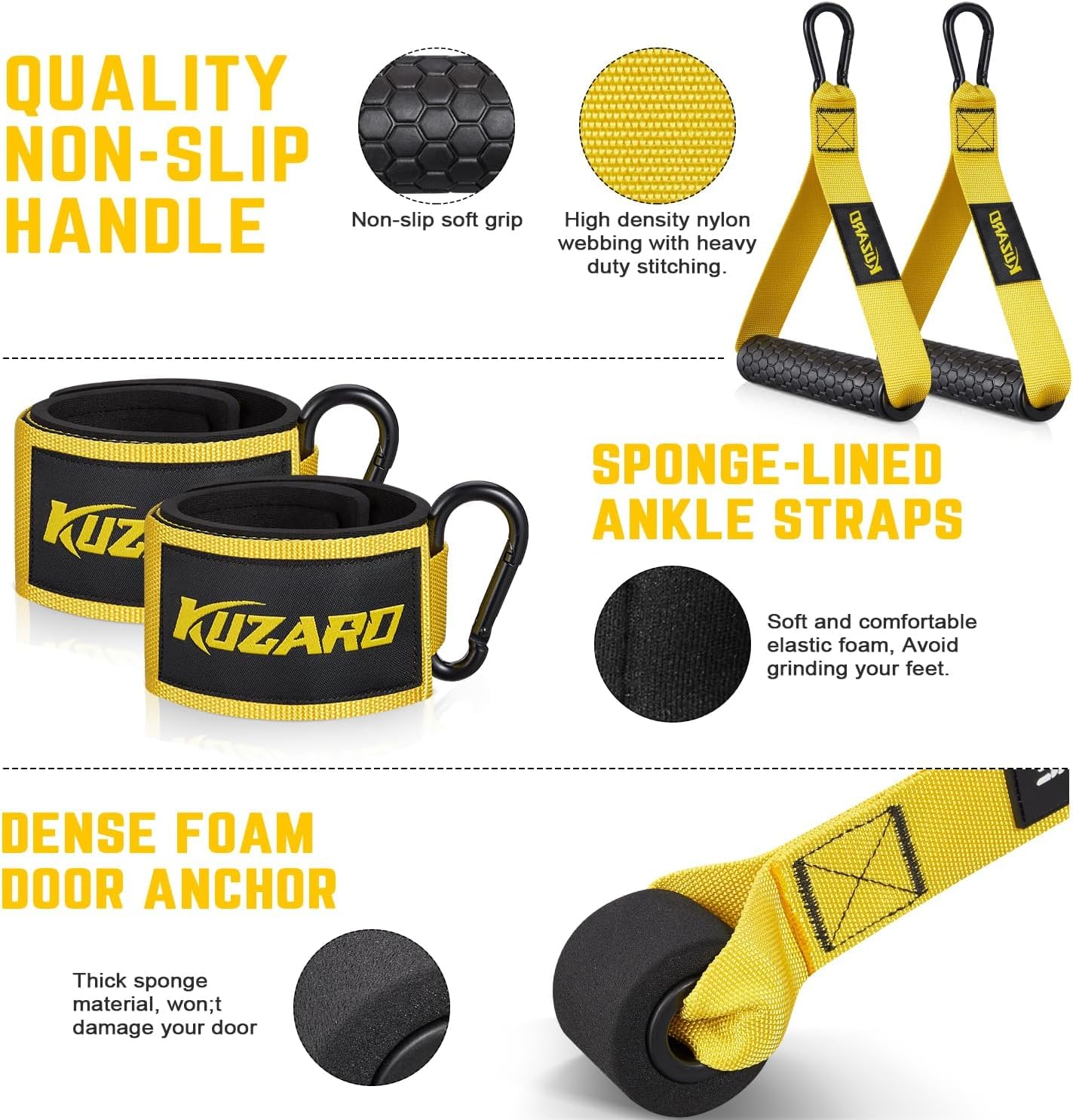360lbs Heavy Resistance Bands for Working Out, KUZARO Resistance Bands with Handles, Weight Exercise Bands for Men Women, Workout Bands with Door Anchor and Ankle Straps Strength Training Equipment