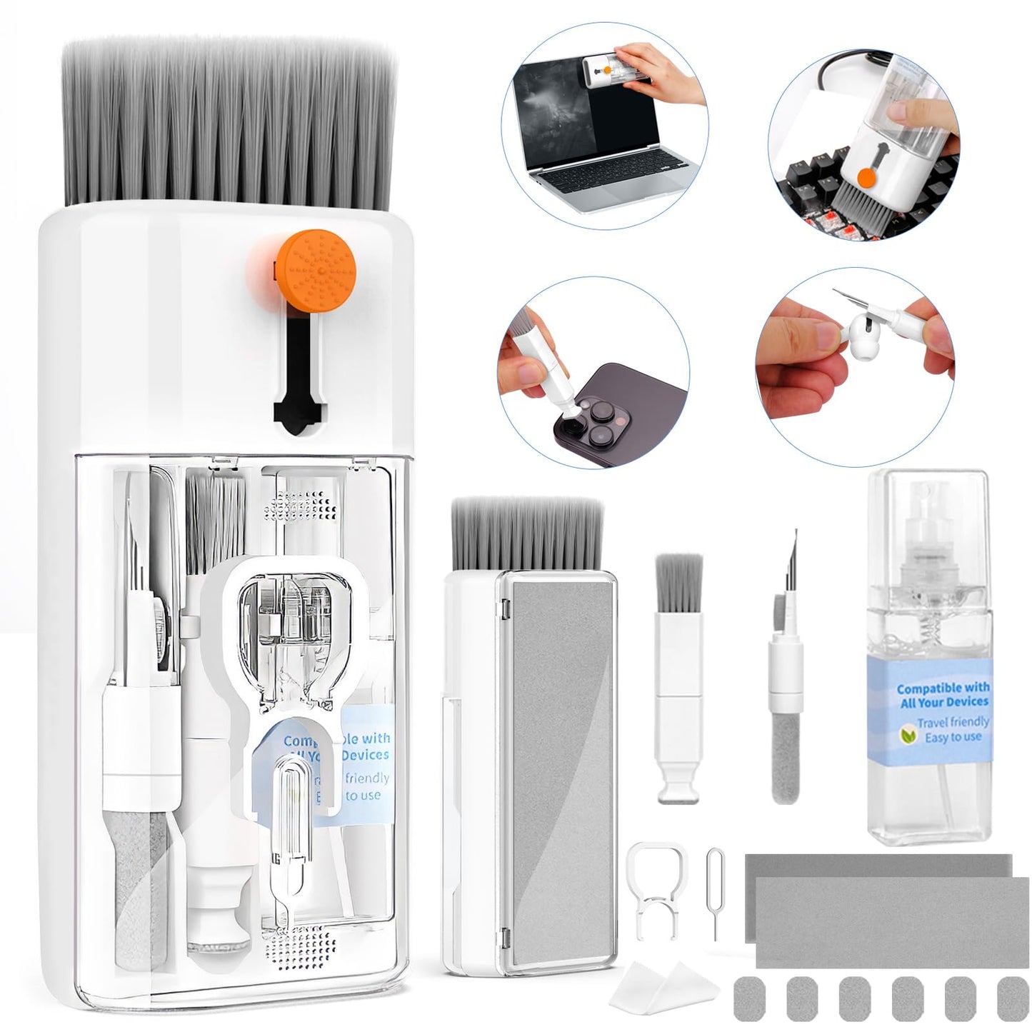 Keyboard Cleaner Laptop Cleaning Kit - All in One Computer Tech Cleaning Brush, Multi-Function Pc Accessories with Airpod Cleaning Kit, Electronic Laptop Screen Cleaner for MacBook, iPhone, Gaming