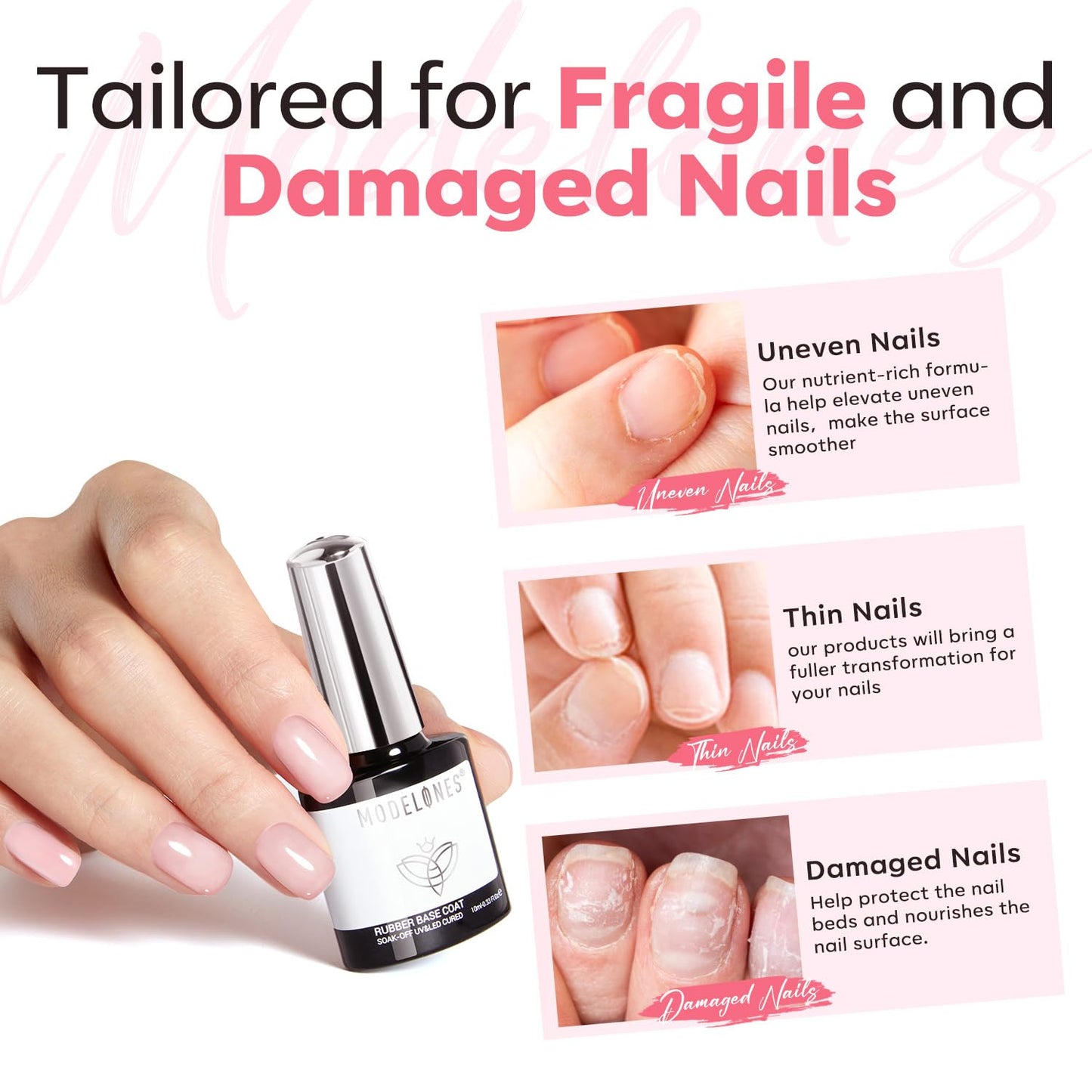 Milky White Rubber Gel Base Coat | 6-in-1 Builder for Strong Nails