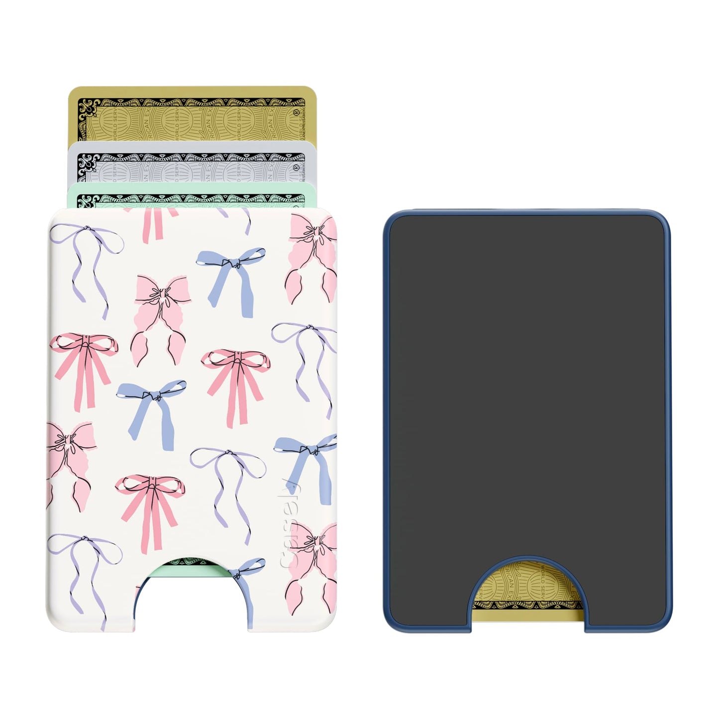 Casely MagWallet | Starfish Wishes | Coral Pink Shimmer | Slim Wallet Card Holder | Compatible with MagSafe | Soft-Touch Hard Silicone | Holds Up to 3 Cards