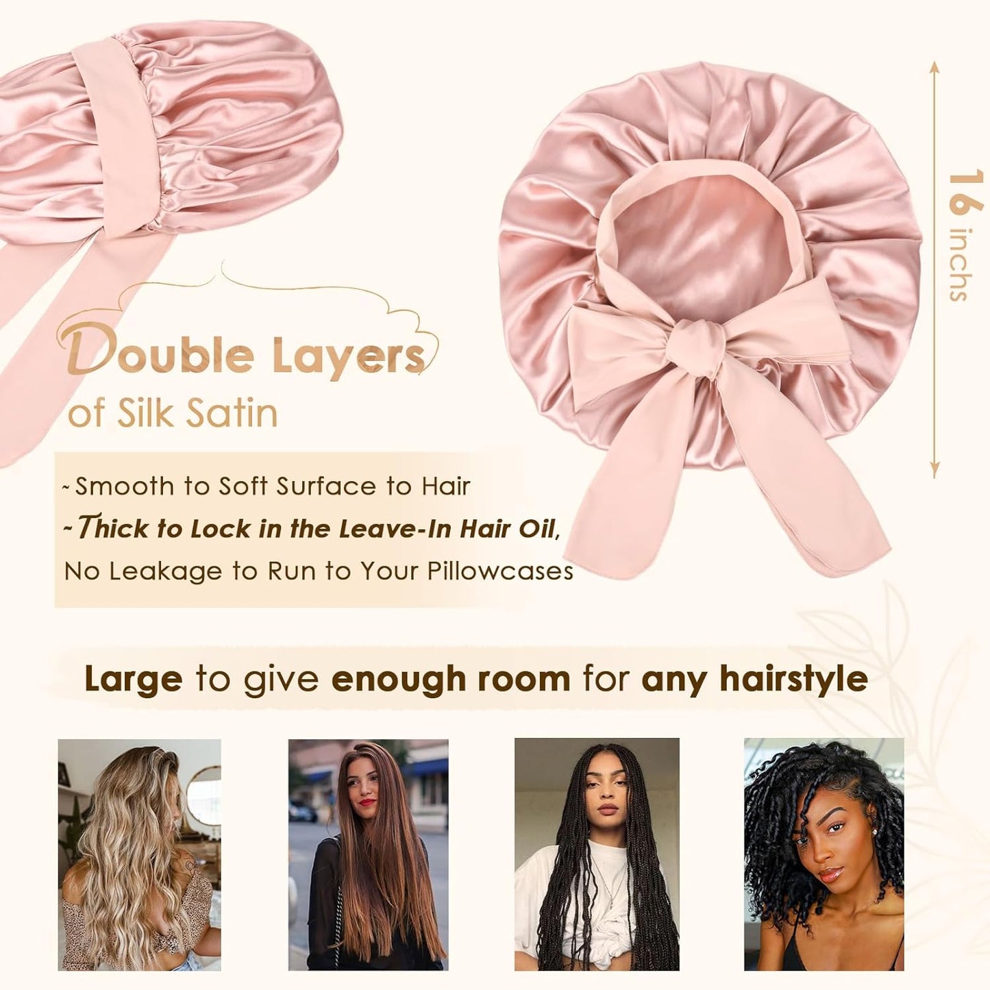Silk Bonnet for Sleeping | Double Layer Satin Lined | Curly Hair - Sage