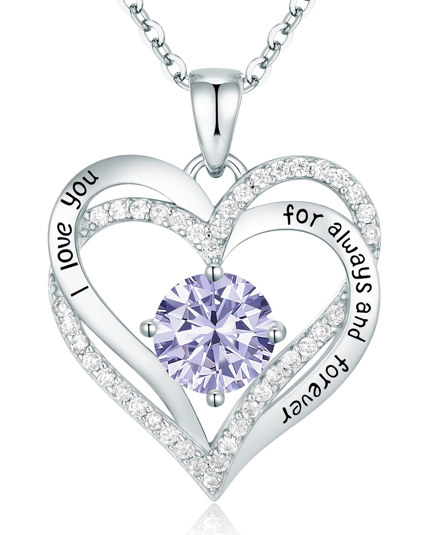 CDE Valentine's Day Gift Forever Love Heart Necklaces for Women, Wedding Anniversary, Birthday Mothers Christmas Day Gifts for Mom, Mother, Wife, S925 Silver Jewelry with Birthstone Pendant