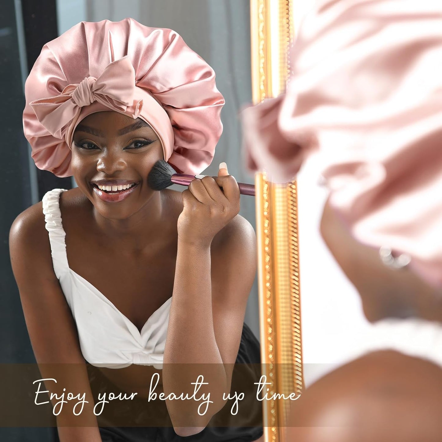 Silk Sleeping Bonnet for Women | Double Layer Satin Lined | Burgundy