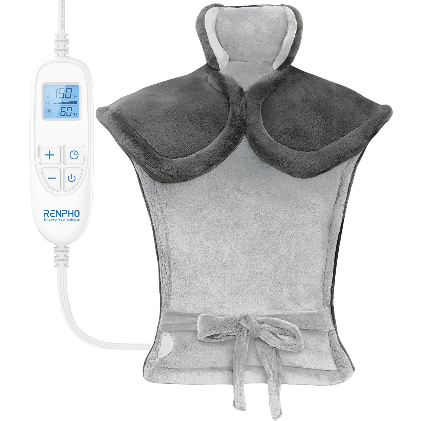 RENPHO Electric Heating Pad for Back Pain Relief, Birthday Christmas Gifts for Women Men Mom Dad Elderly, FSA Eligible Items Only List, Large Heat Pad for Neck Shoulders, 24"x33", ETL Certified, Gray