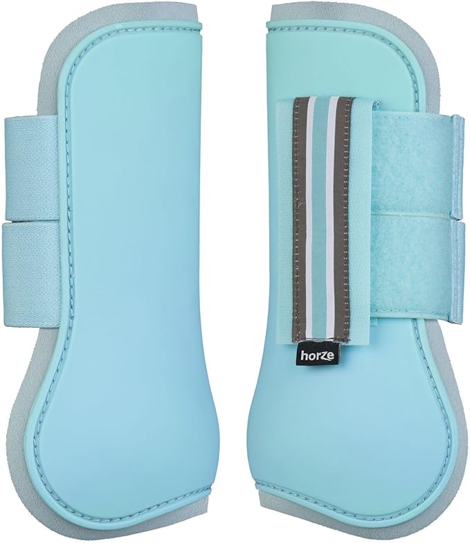 HORZE Adepto Open Front Tendon Boots | Durable Shell with Neoprene Lining - Canal Blue - Warmblood