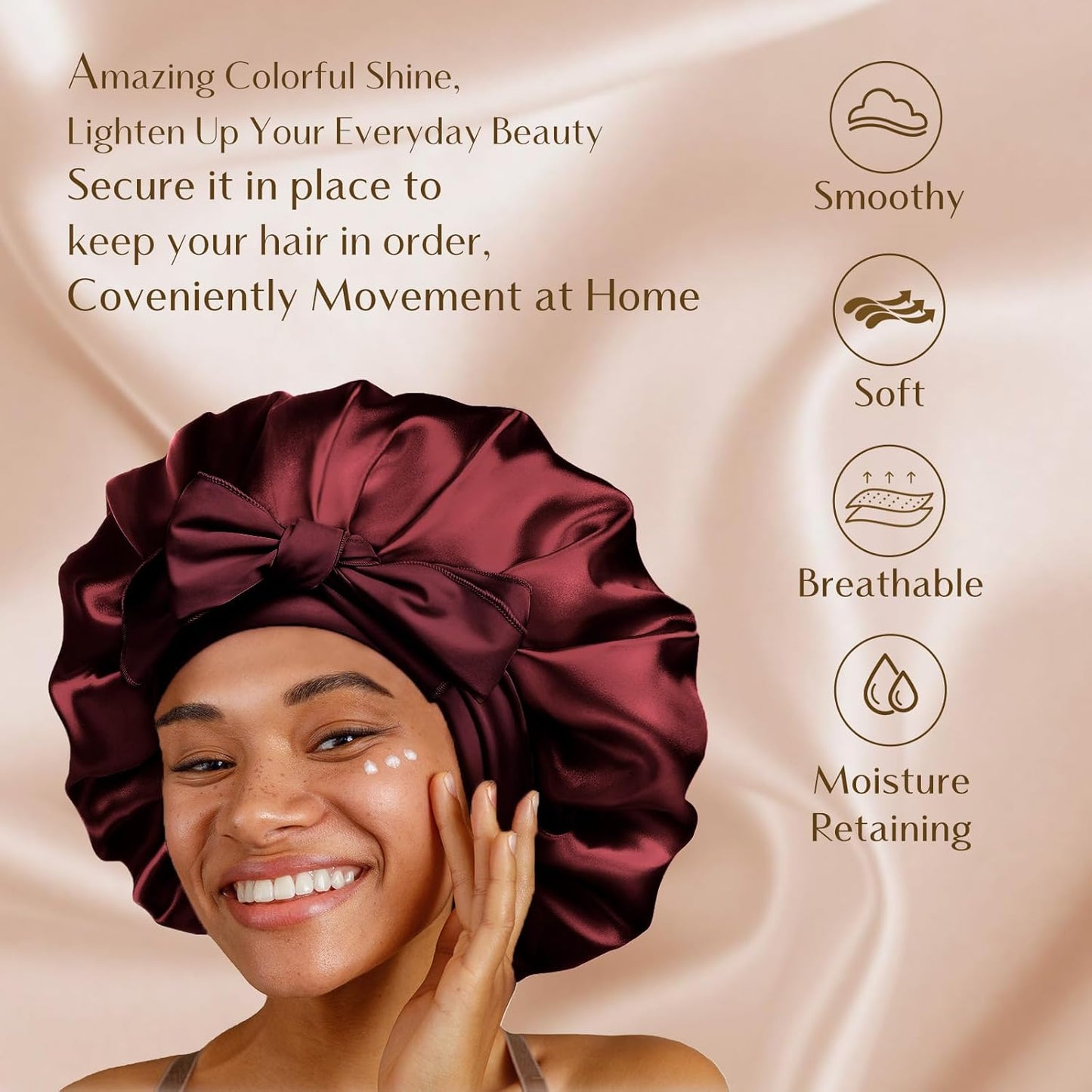 Silk Sleeping Bonnet for Women | Double Layer Satin Lined | Curly Hair | Yellow