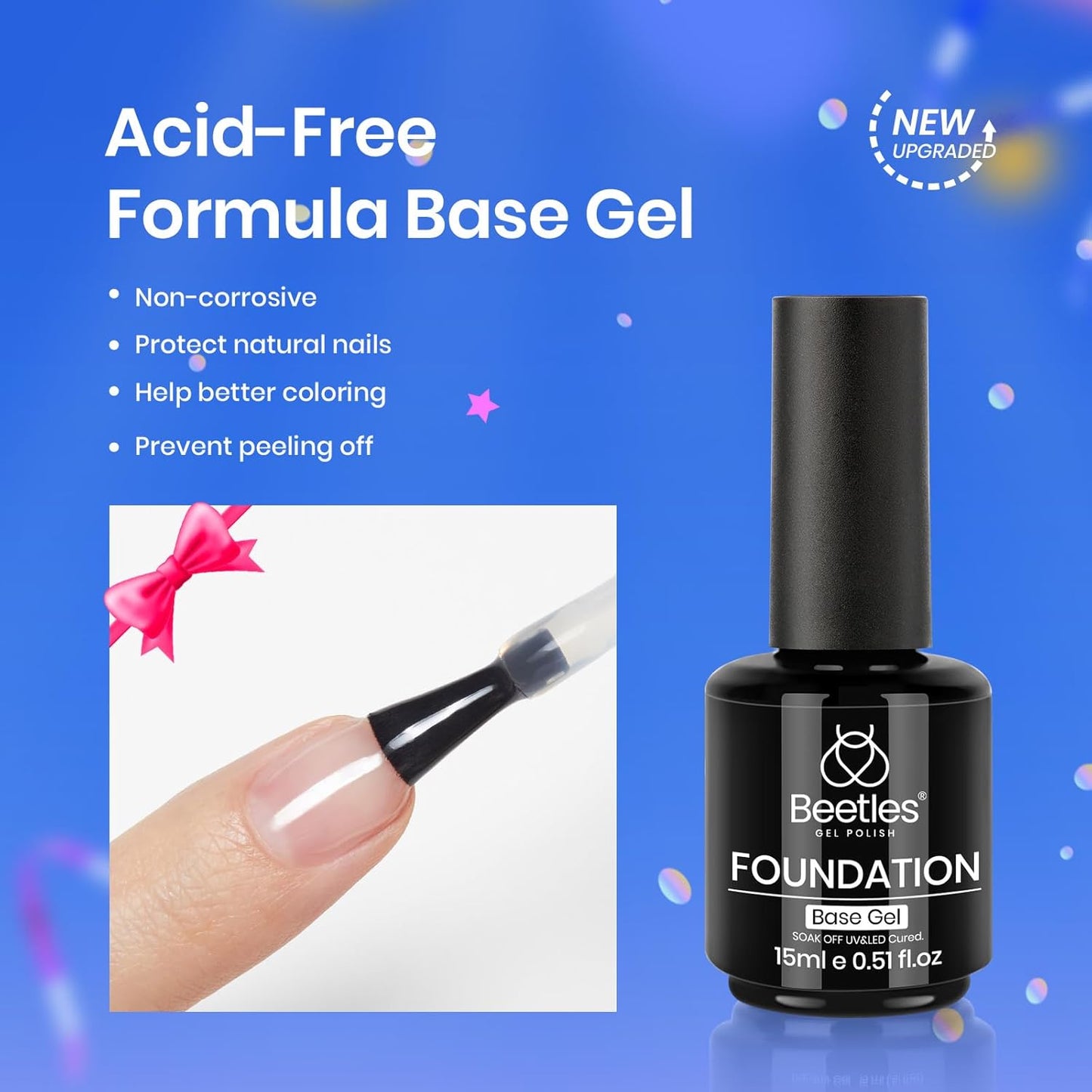 15ml No Wipe Gel Top Coat & Base Coat Set | Long-Lasting Shine for Women
