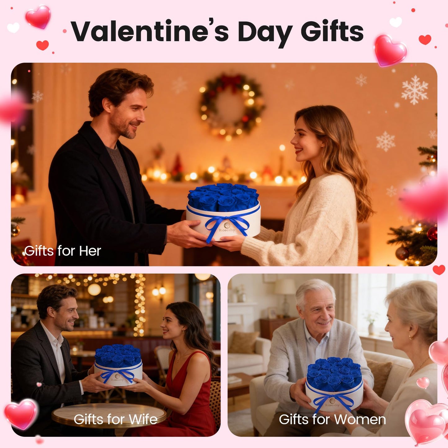 Valentines Day Flowers Roses Gifts for Her,16pcs Red Forever Preserved Roses in Heart Shape Gift Box,Valentines Day Delivery Prime Gifts-Roses Gifts for Women,Mom.
