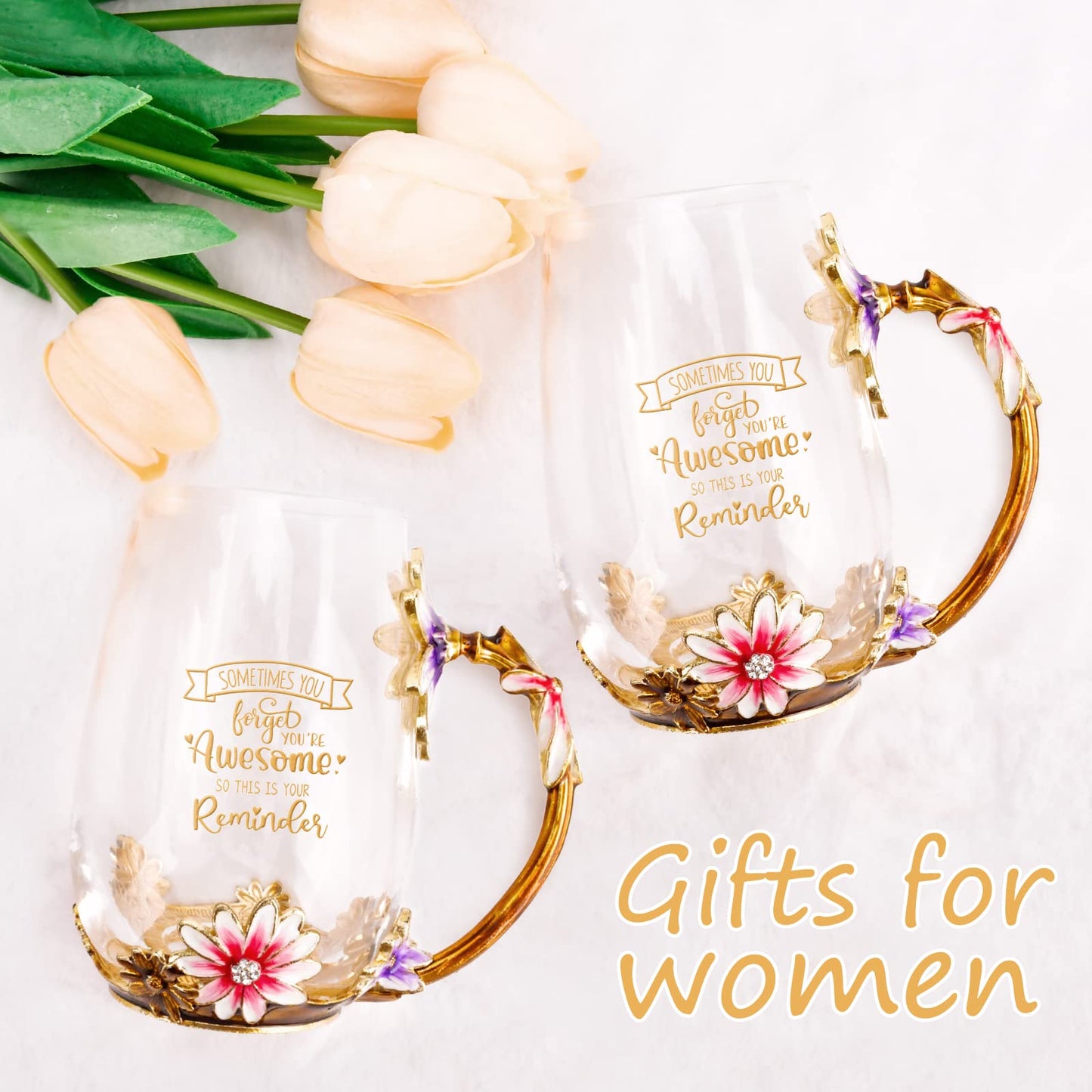 OEAGO Gifts for Mom Women Valentines Day Gifts for Her Glass Coffee Enamels Mug Best Birthday Valentine's for Girlfriend Wife Mothers Day from Daughter Son Tea Cup Stocking Stuffers Christmas