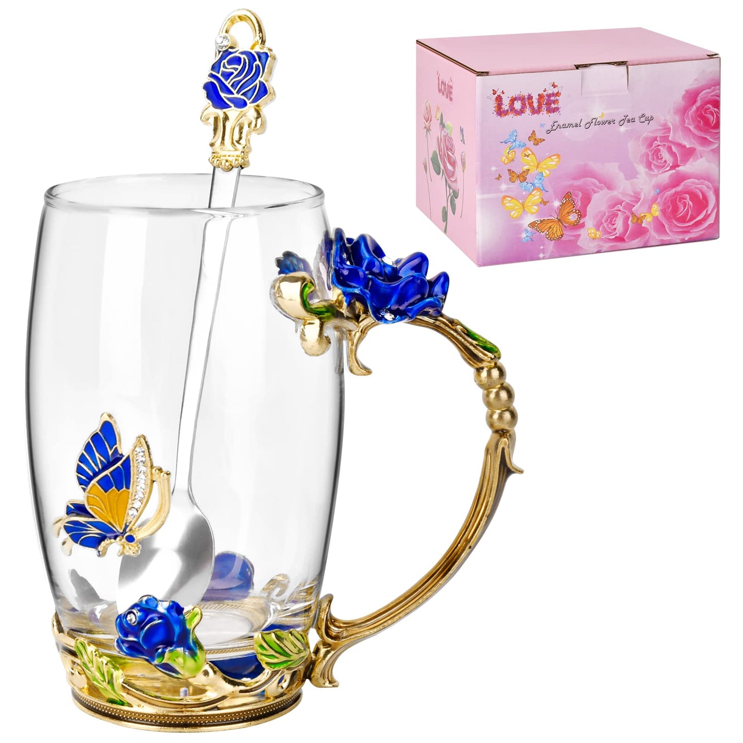OEAGO Gifts for Mom Women Valentines Day Gifts for Her Glass Coffee Enamels Mug Best Birthday Valentine's for Girlfriend Wife Mothers Day from Daughter Son Tea Cup Stocking Stuffers Christmas