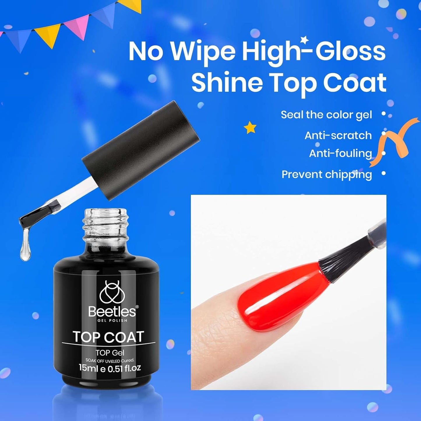 Beetles 4 Pcs Base & Top Coat Gel Kit | Acid-Free Nail Primer Set for Women