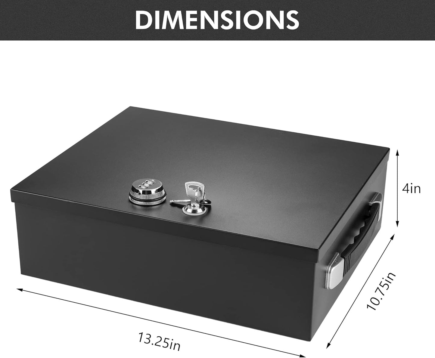 Fire Retardant Strong Box, Dual Combination and Key Lock Security Chest