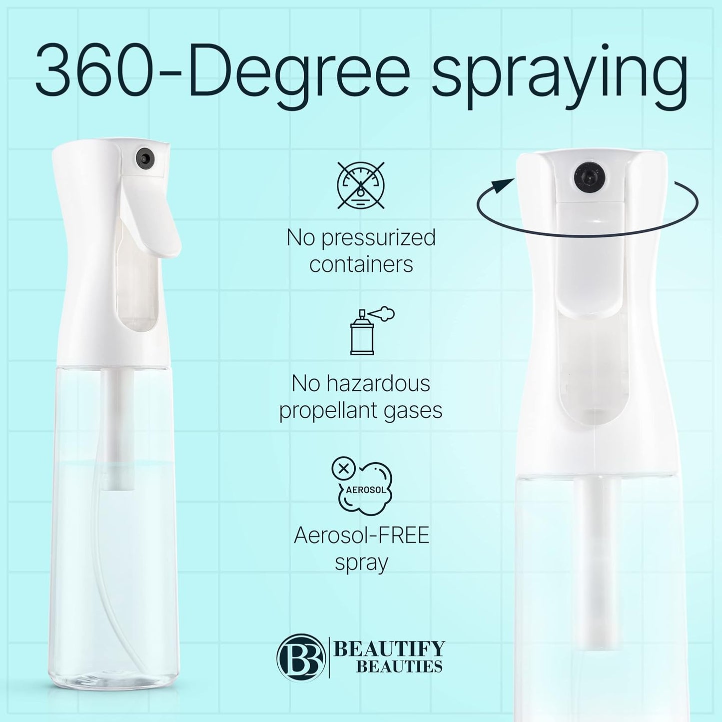 Ultra Fine Continuous Hair Spray Bottle | 6.8 Oz Black Water Mister for Styling & Care