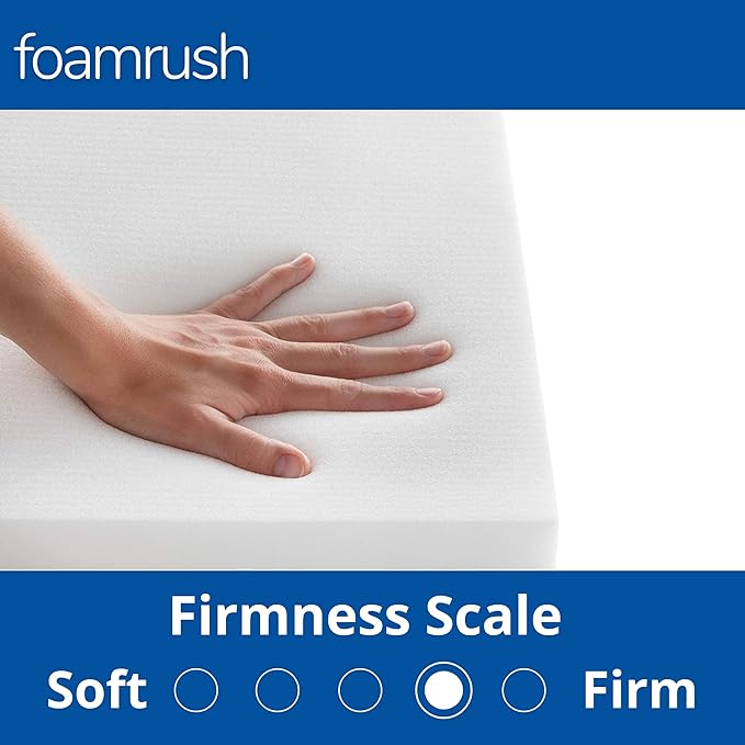 FoamRush 6-Inch Bunk (32" x 75") High Density Foam RV Mattress Replacement with Canvas Navy Cover, Medium Firm, Made in USA, Camper Trailer, Removable Water-Resistant Outdoor/Indoor Cover w Zip