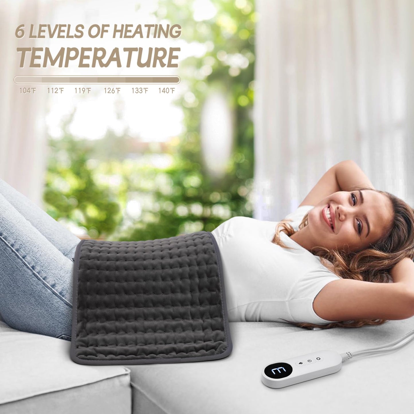 Heating Pad for Back Pain Relief, Gifts for Women, Mom, Men, Dad, Valentines Day, Mothers Day, Christmas, Heat Pads for Cramps, Shoulder, Waist, Abdomen, XL 12"x24" Heat Pad Machine Washable