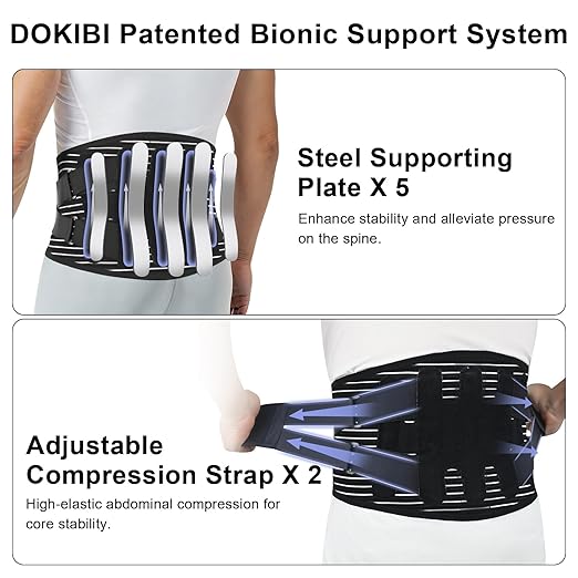 Back Brace for Lower Back Pain Relief with Bionic Support System,Lumbar Support Belt for Men Women,Breathable Mesh with 3D Lumbar Pad for Herniated Disc, Sciatica, Scoliosis(Black，L)