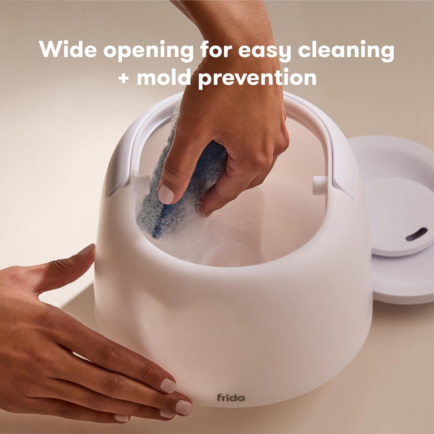 Frida Baby 3-in-1 Cool Mist Humidifier for Large Rooms, Top Fill Humidifier for Bedroom, Allergy Relief, 60 Hour Runtime + Nightlight, Auto Shut-Off, Quiet, Carry Handle, Essential Oil Diffuser
