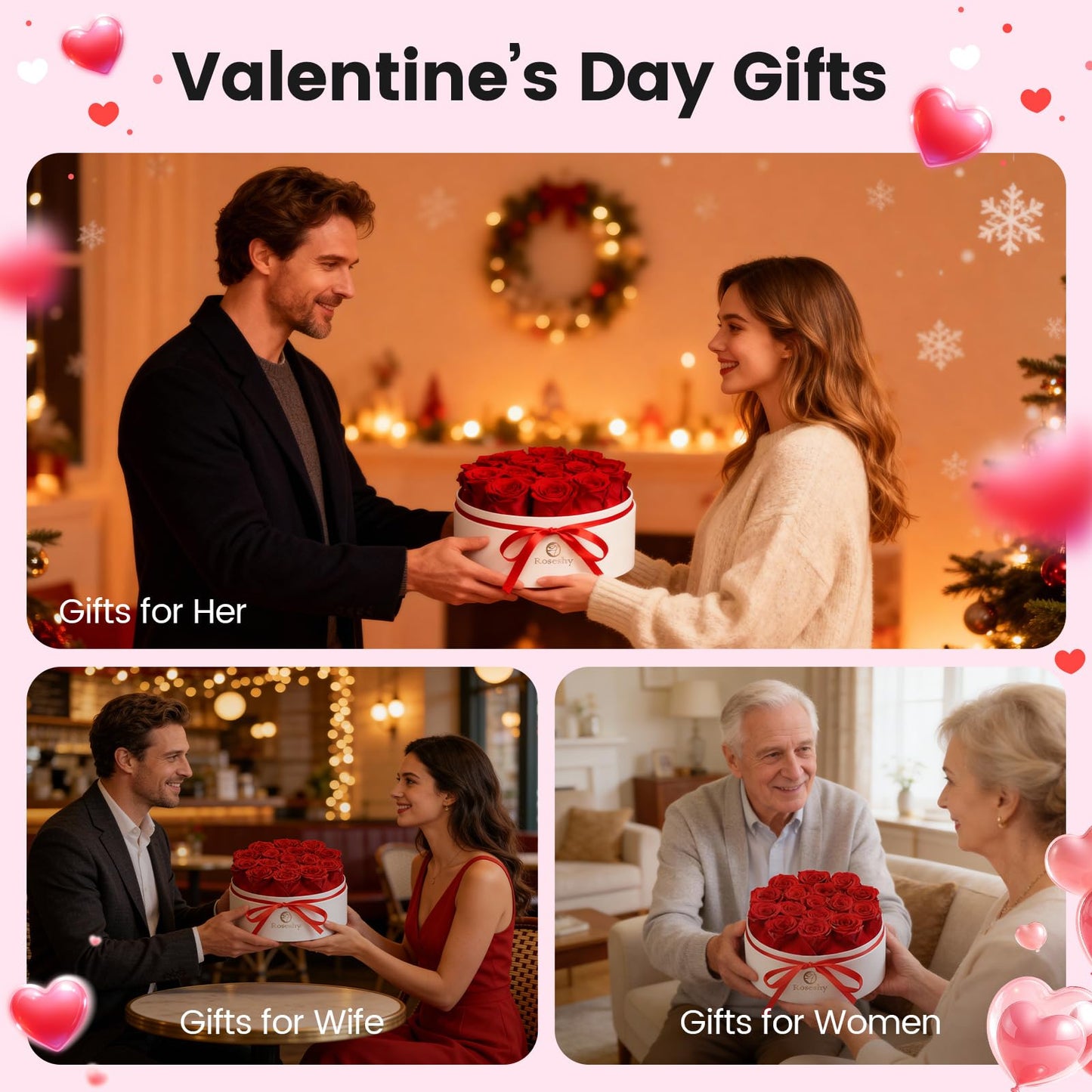 Valentines Day Flowers Roses Gifts for Her,16pcs Red Forever Preserved Roses in Heart Shape Gift Box,Valentines Day Delivery Prime Gifts-Roses Gifts for Women,Mom.