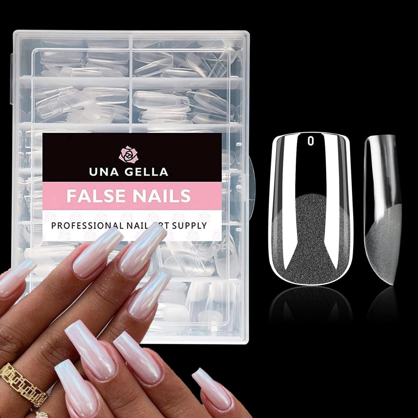UNA GELLA 504Pcs Short Coffin Gel Press-On Nails | Pre-Etched For Women