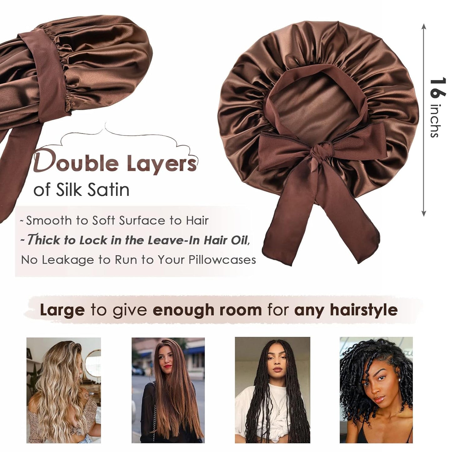 Silk Bonnet for Sleeping | Double Layer Satin Lined | Curly Hair - Sage