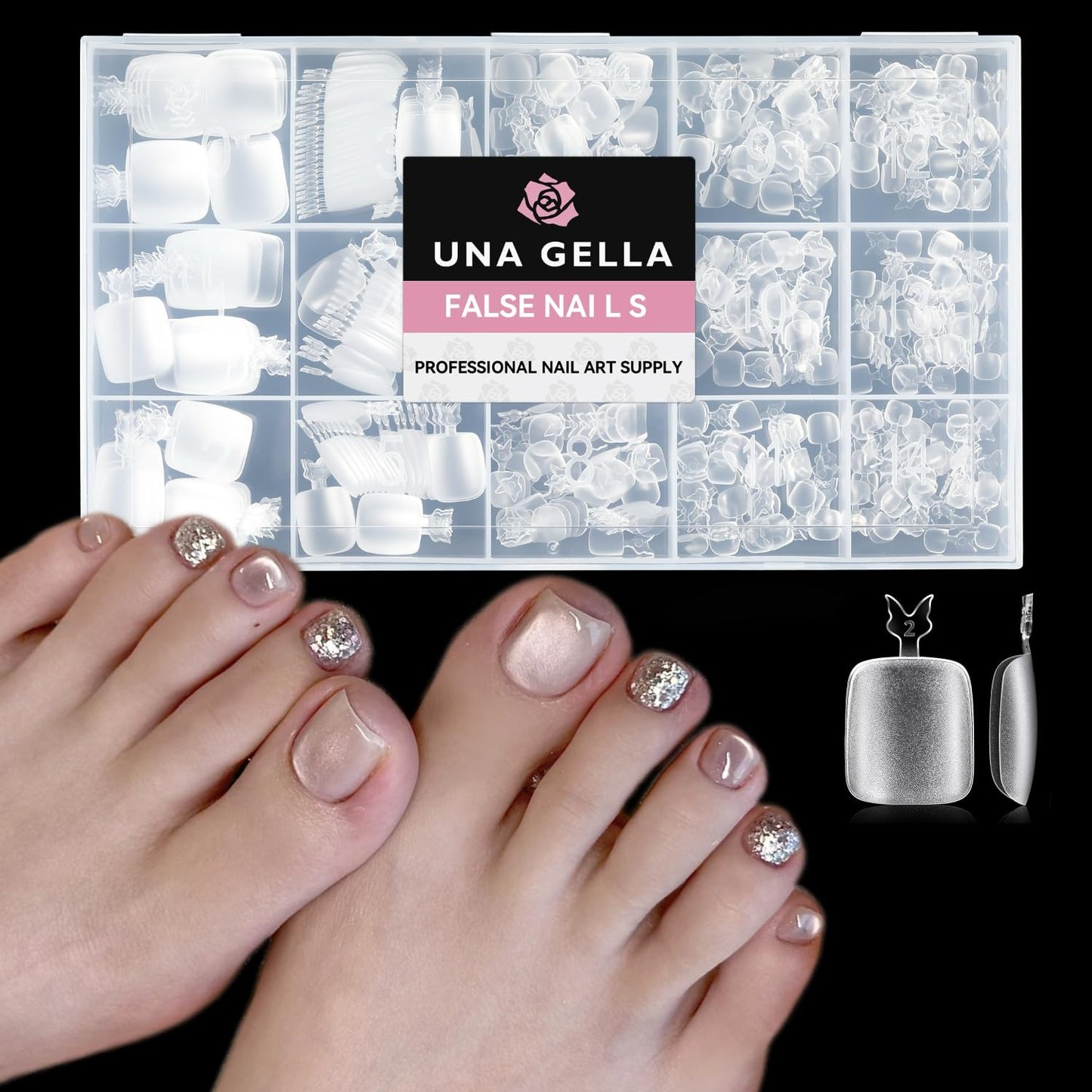 UNA GELLA 504Pcs Short Coffin Gel Press-On Nails | Pre-Etched For Women