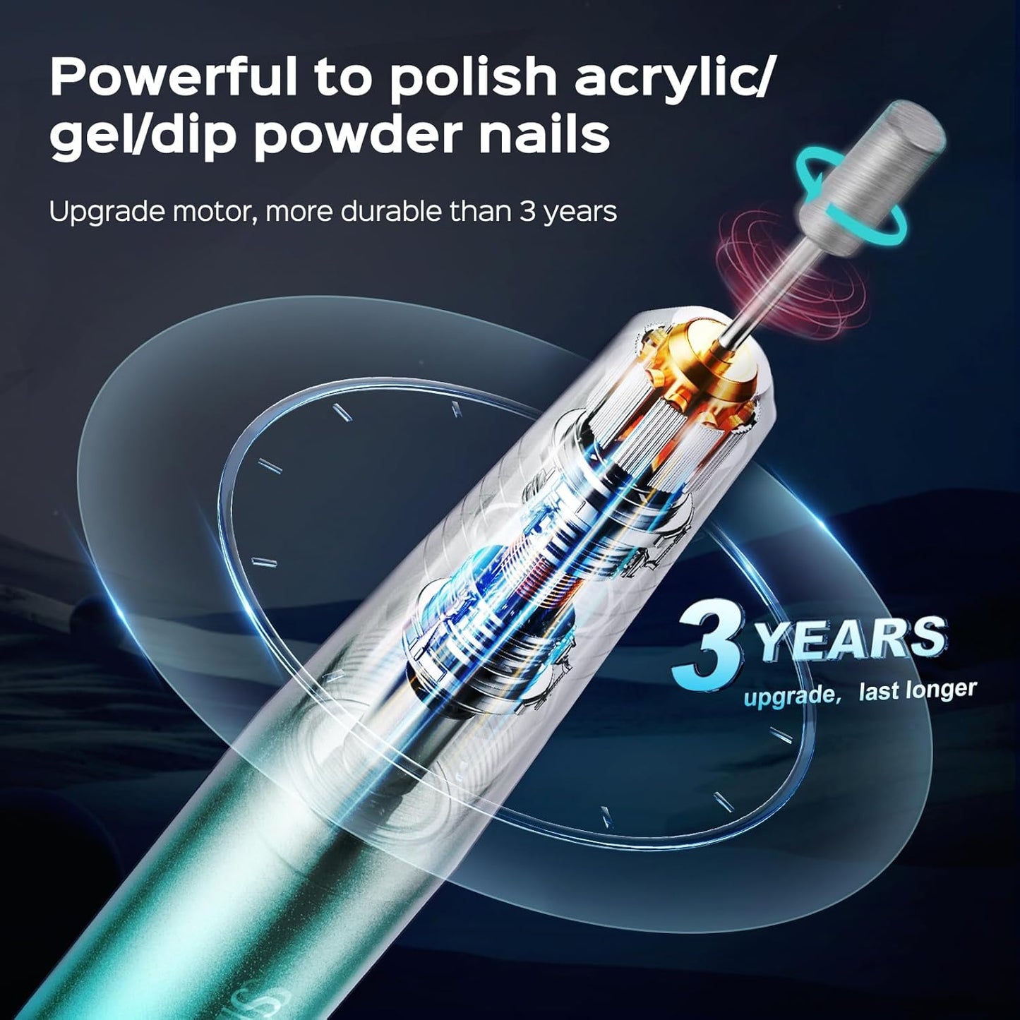 Professional Electric Nail Drill | Portable Acrylic & Gel Nail Kit | Blue