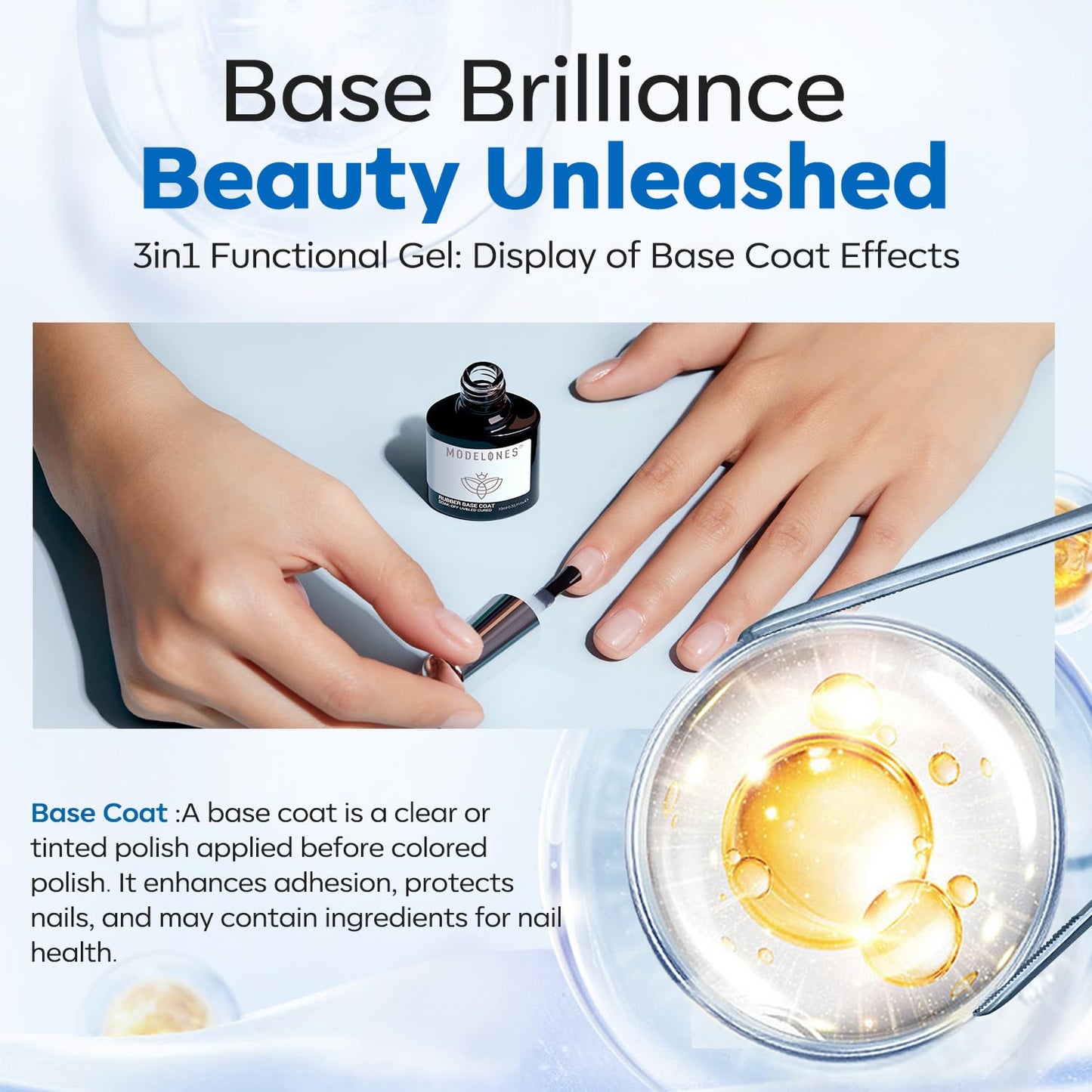 Modelones 15ml Gel Top Coat | Super Shiny No Wipe Base & Top Coat Set
