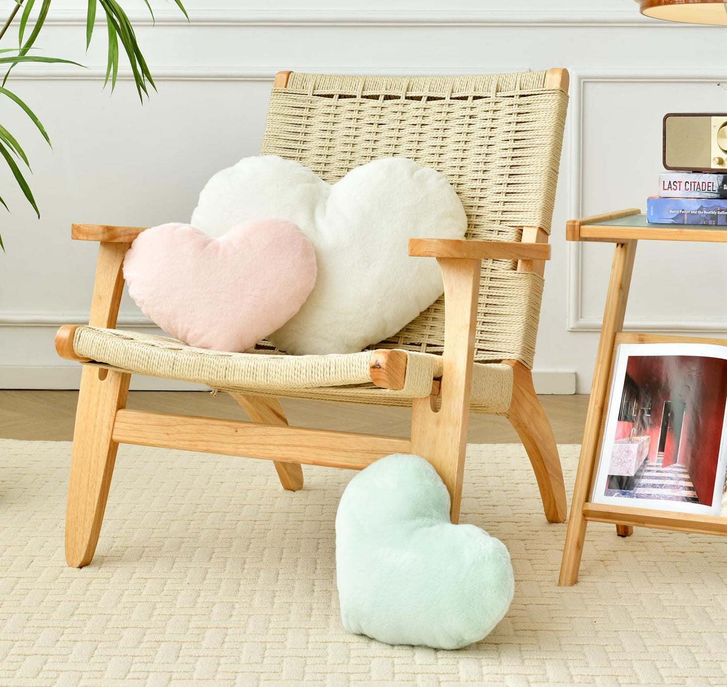 Petrella Throw Pillows Heart Pillow Cute Fuzzy Pillows for Bed Livingroom Home Decor Cushion Decorative Aesthetic Preppy Pillows White,Small 13"x10"