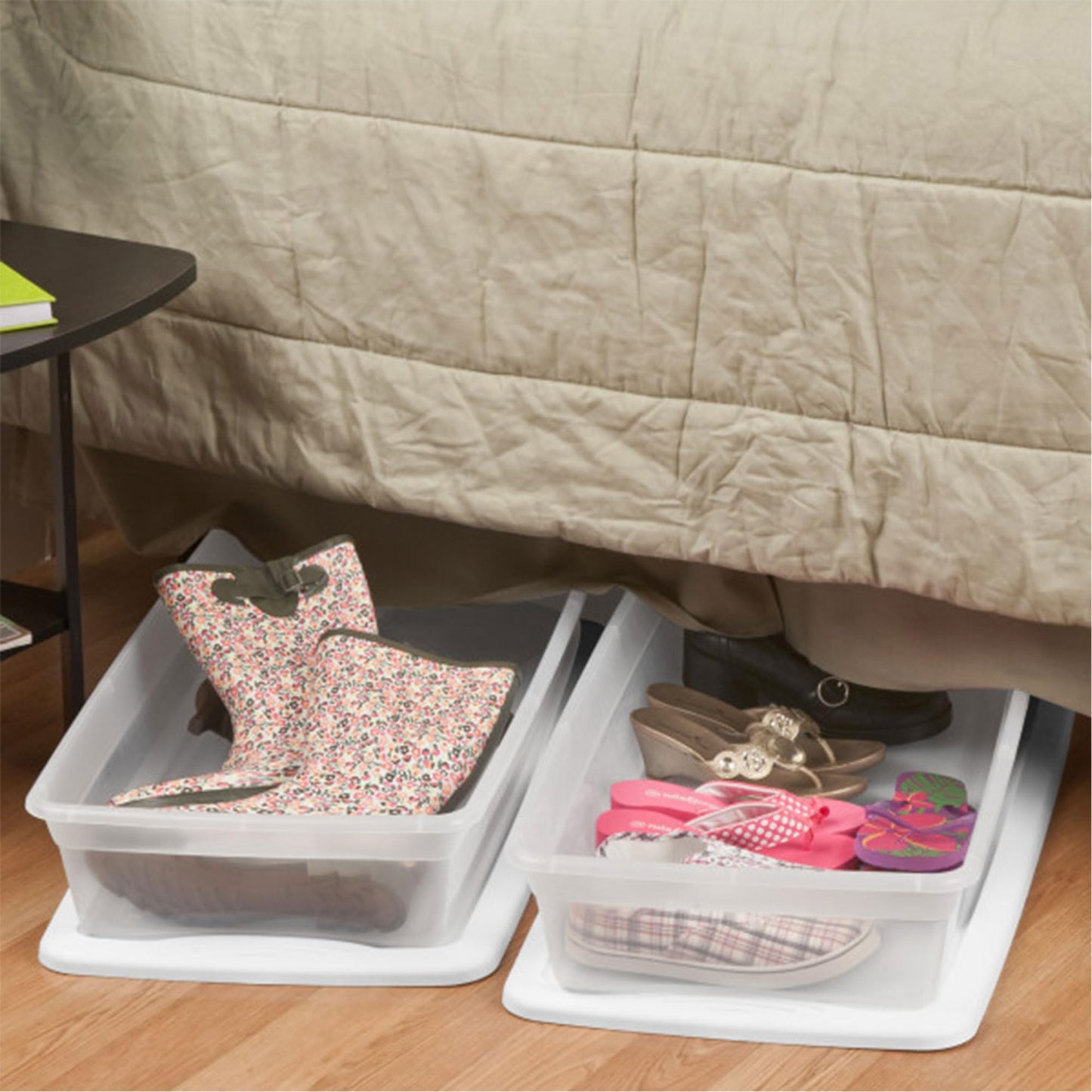 Sterilite 6-Pack 41 Quart Storage Box, Stackable Clear Plastic Bins with Snap-On Lids - Heavy-Duty Organizing Containers for Closet, Bathroom, and Office