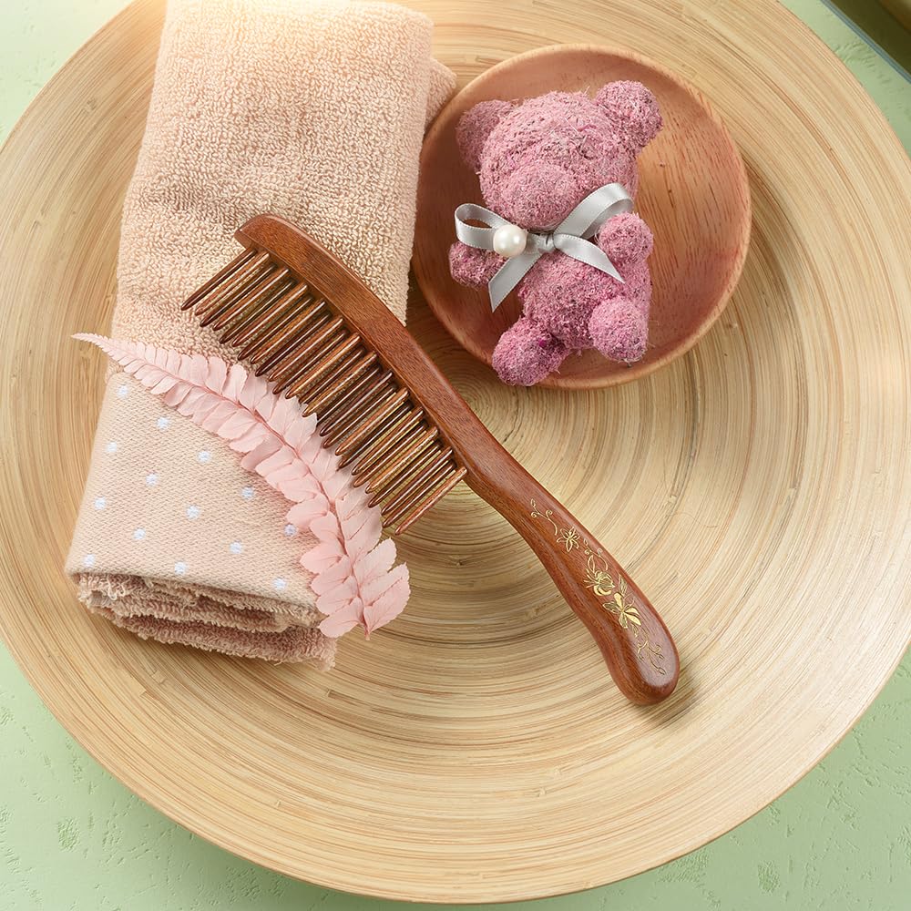 Hair Comb Inserted Teeth Natural Wood Scalp Massage 1pc