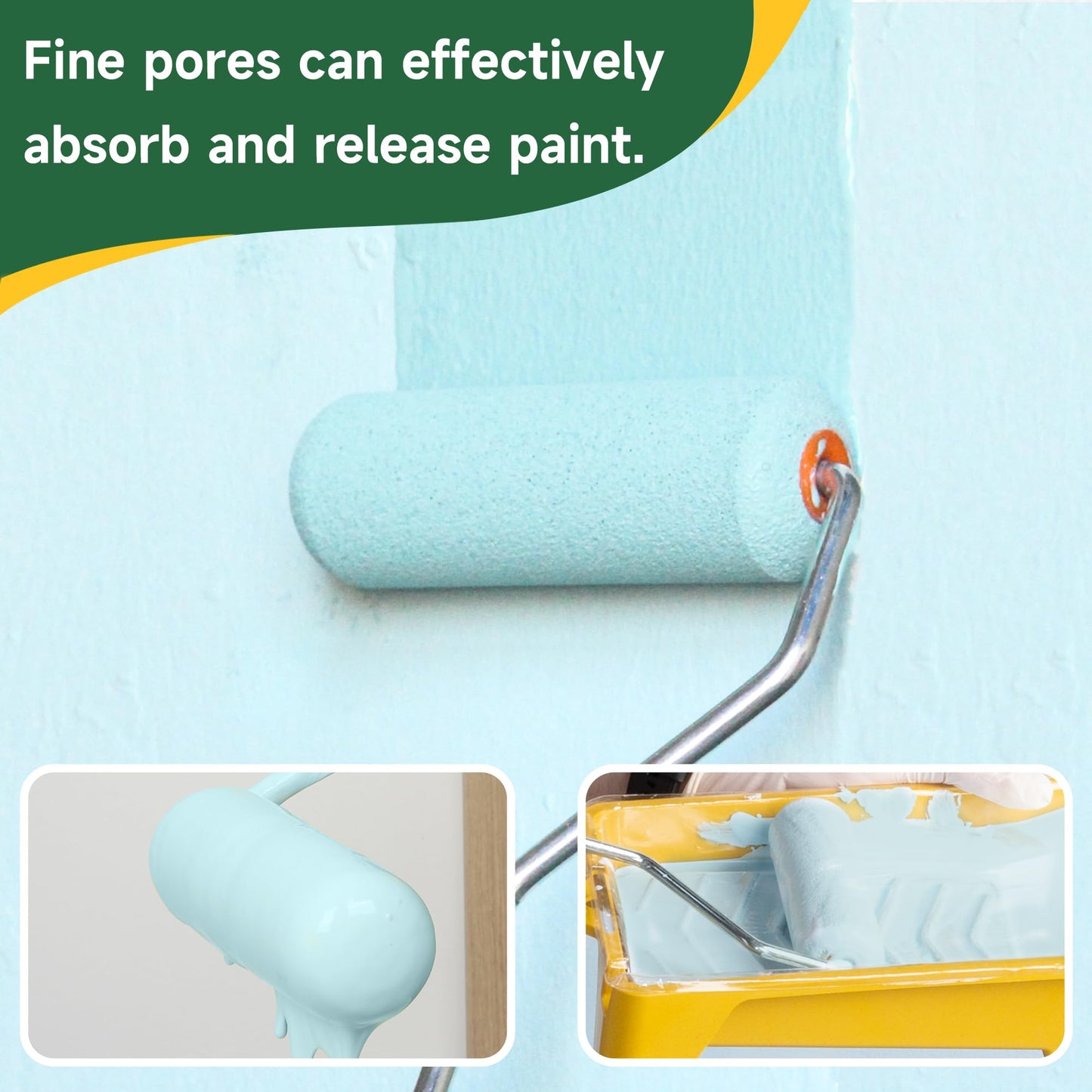 VOOMEY High Density Foam Paint Roller,Paint Roller Covers 6 inch,Small Paint Roller, Sponge Rollers for Painting House,Walls,Ceilings, Doors,Furniture(10 pack)