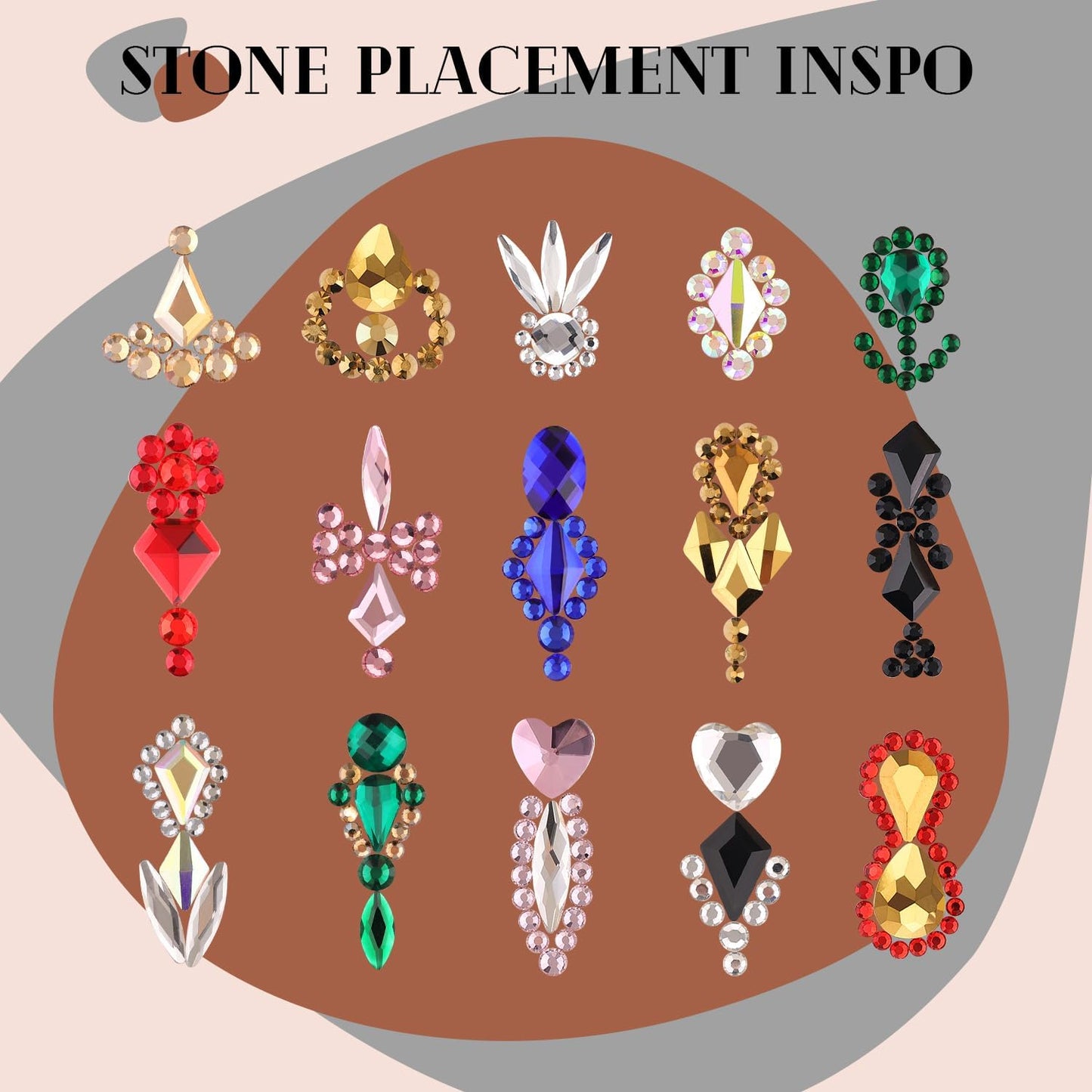 2680Pcs AB Glass Nail Rhinestones 120Pcs Multi Shapes Flatback Nail Gems + 2560Pcs 1.5-4mm Round Crystal, Manicure Nail Charms Diamond Gemstones for Acrylic Nails Decoration
