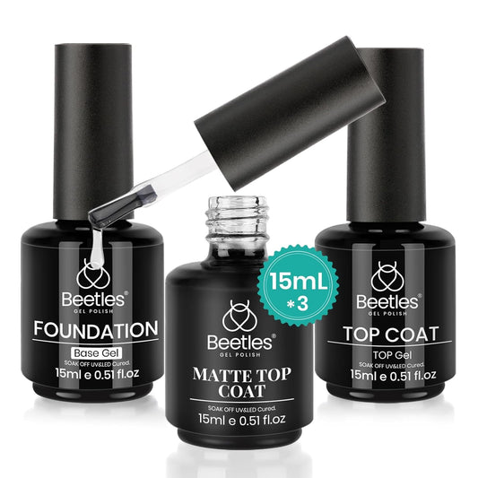 Beetles 4 Pcs Base & Top Coat Gel Kit | Acid-Free Nail Primer Set for Women