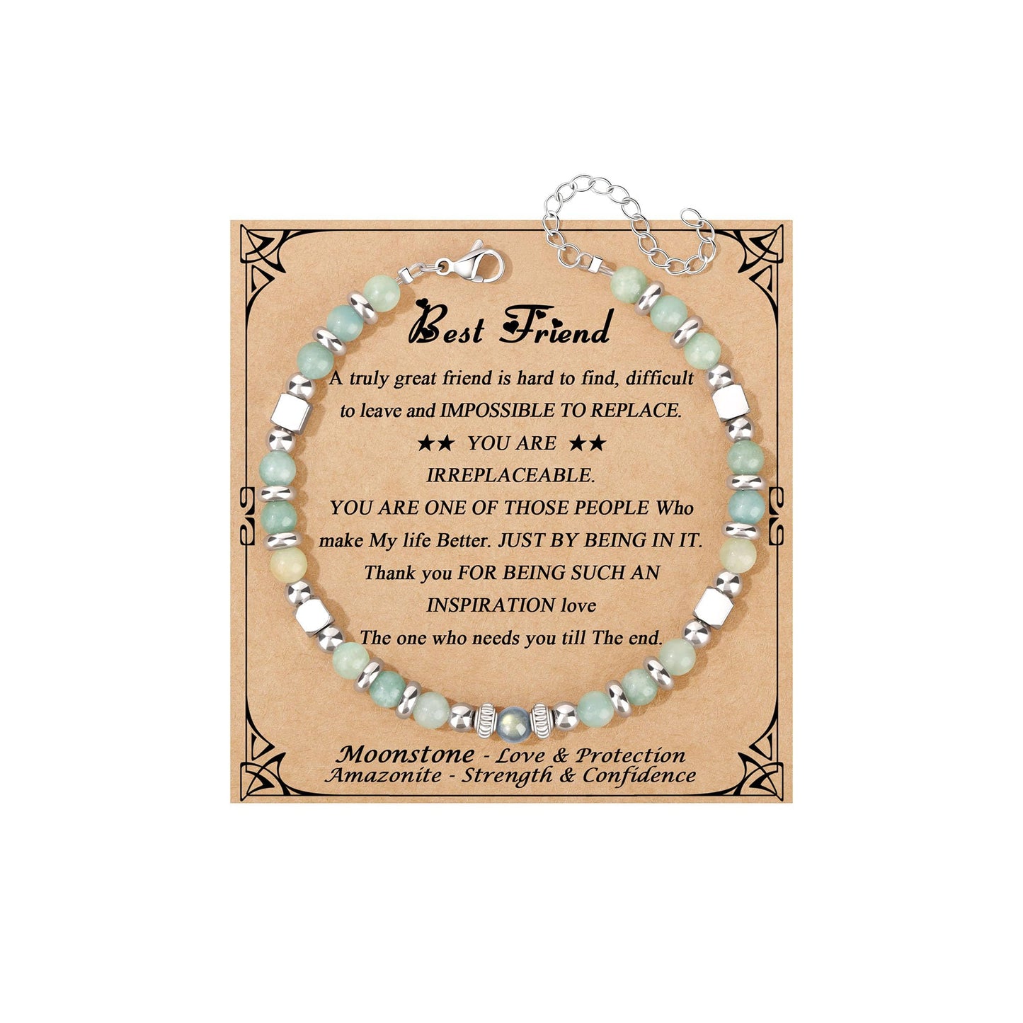 JoycuFF Best Friend Birthday Gifts for Women, Valentines Mothers Day Ideas Gifts for Best Friend Bestie Friendship Bracelet, Christmas Unique Present Amazonite Moonstone Bracelets