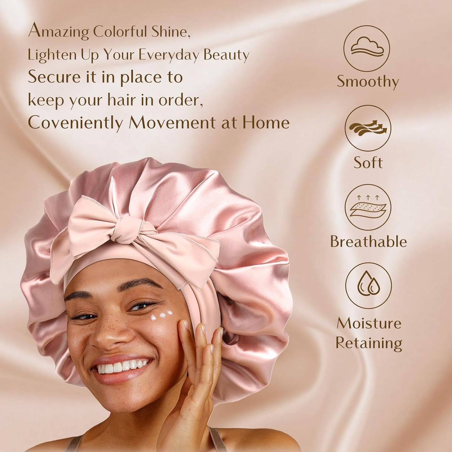 Silk Sleeping Bonnet for Women | Double Layer Satin Lined | Curly Hair | Yellow