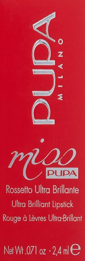 Pupa Milano Miss Milano Lipstick - Creamy, Ultra Pigmented Color For Lips - Nourishing Formula - Crystal-Effect Lipstick - Ultimate Boost Of Volume And Hydration - 204 Jezebel - 0.071 OZ