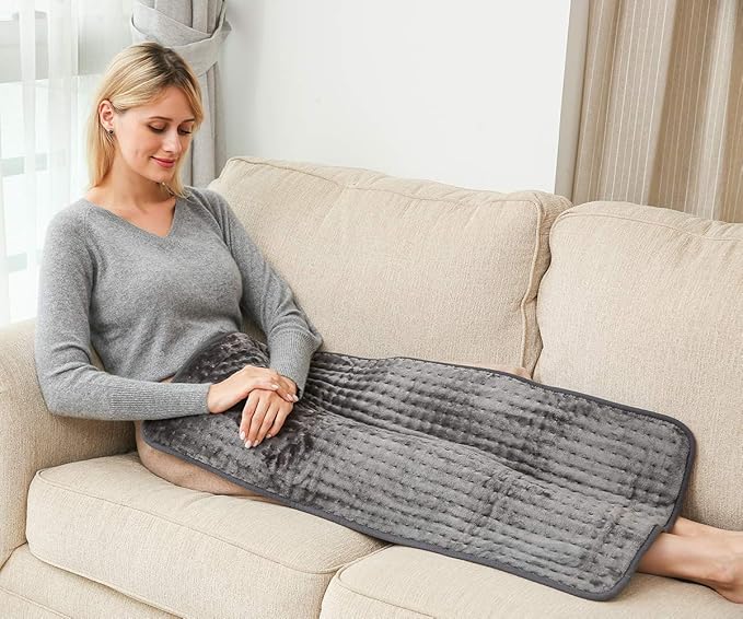 Ambershine 17''x33'' XXXL King Size Heating Pad with 12 Temperature Settings & 4 Auto-Off Countdown Timers, Pain Relief for Back/Neck/Shoulders/Abdomen/Legs, Christmas Gifts for mom dad (Dark Gray)