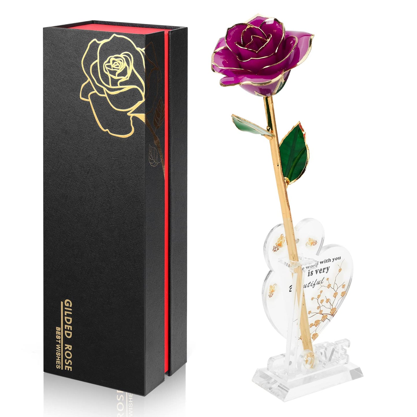 Gold Dipped Rose Real 24K Gold Rose, Genuine One of a Kind Rose Hand Dipped in 24K Golden Roses Romantic Gifts for Women in Her Birthday Anniversary Valentines Day Mothers Day