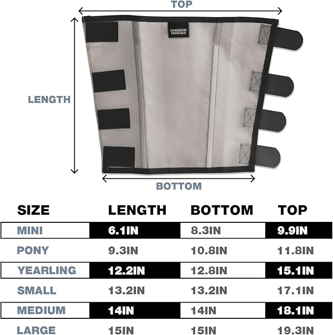 Harrison Howard Loose Fitting Fly Boots UV-Protective Extra Tough Mesh Ventilated Four Fasteners Stay-on Design Protect Horse Legs & Stomp-Reducing Set of 4 Original Grey Small