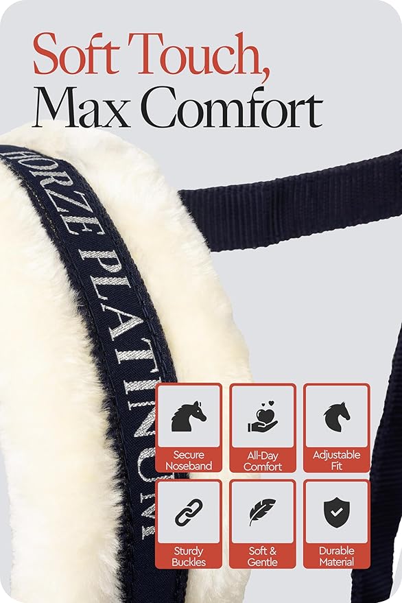 HORZE Howard Soft Fleece Padded Adjustable Polyester Horse Halter - Peacoat Dark Blue - Pony